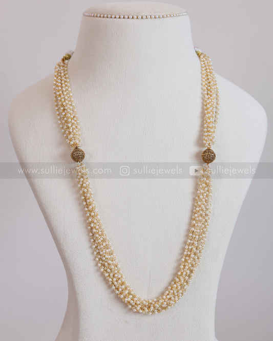 7182 - Sullie Basic - Golden Sphere Multi-Layered Pearl Chain with Stud