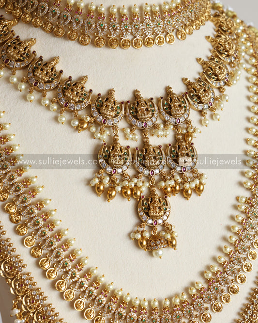 Lakshmi Gold Pearl & Coin Stone Bridal Combo ( 6 piece )