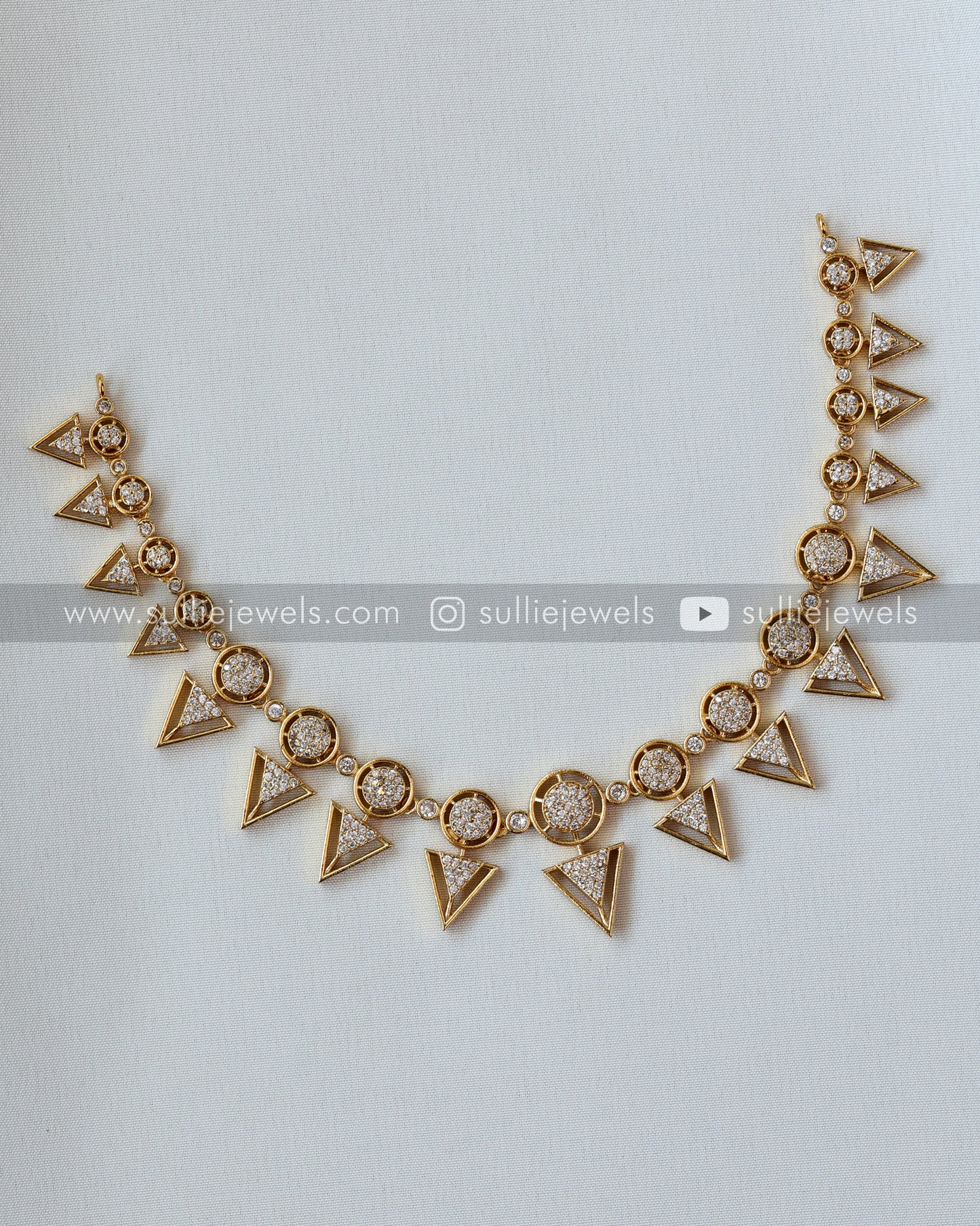 Triangular Diamond Necklace with Studs