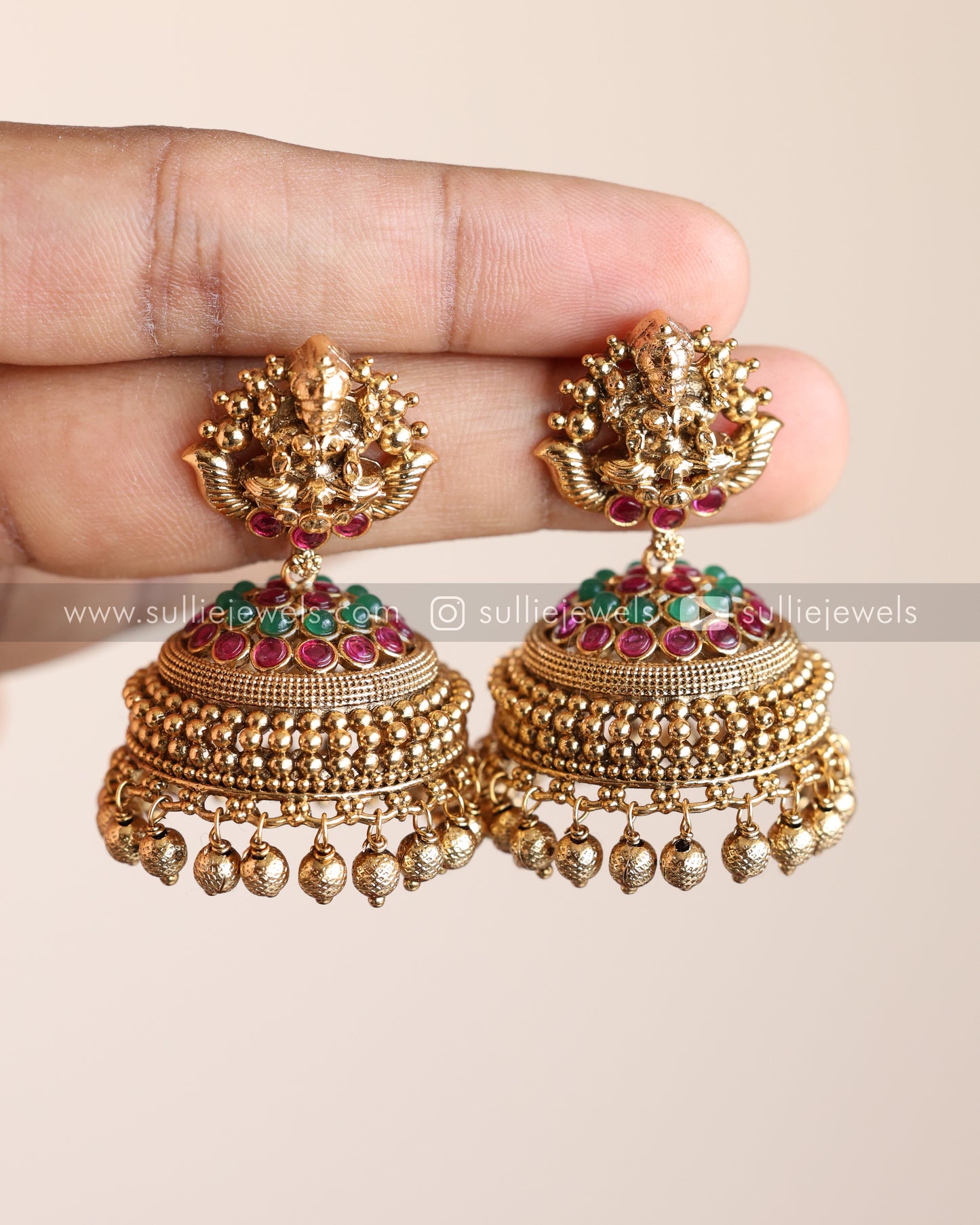 Lakshmi Kemp Jhumka with Gold beads