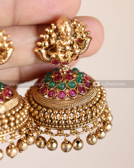 Lakshmi Kemp Jhumka with Gold beads