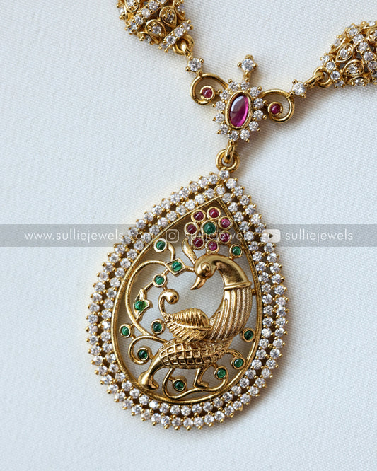 Peacock Raindrop Pendant with Earrings