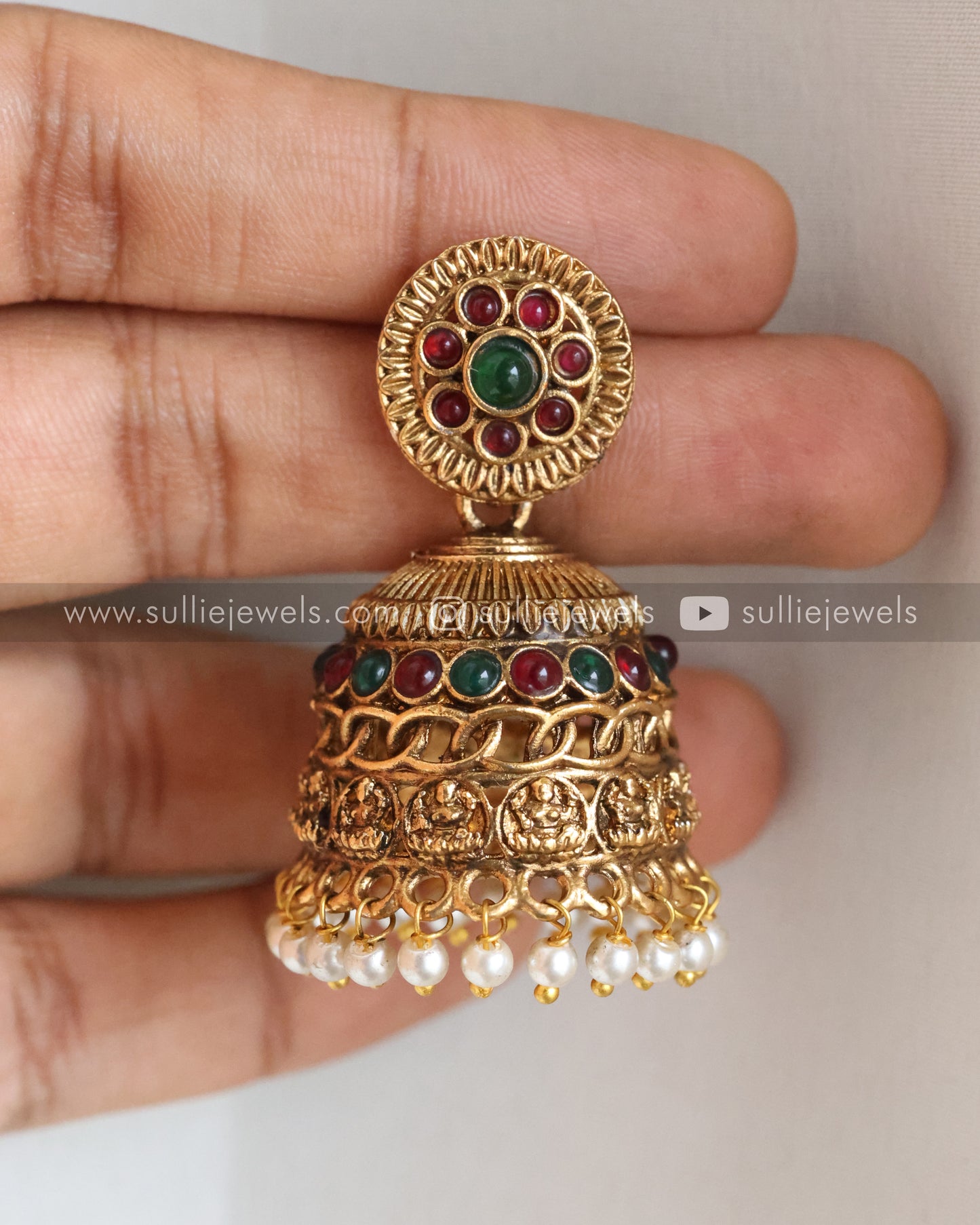 Lakshmi Multi Stone Coin Big Jhumka