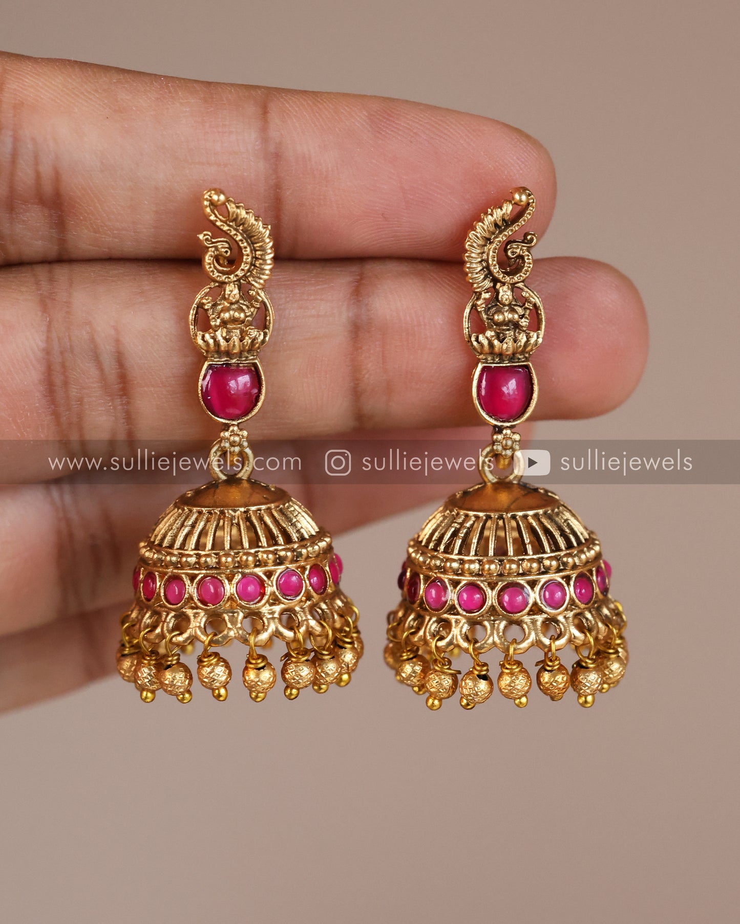 Ruby Gold Necklace with Jhumka