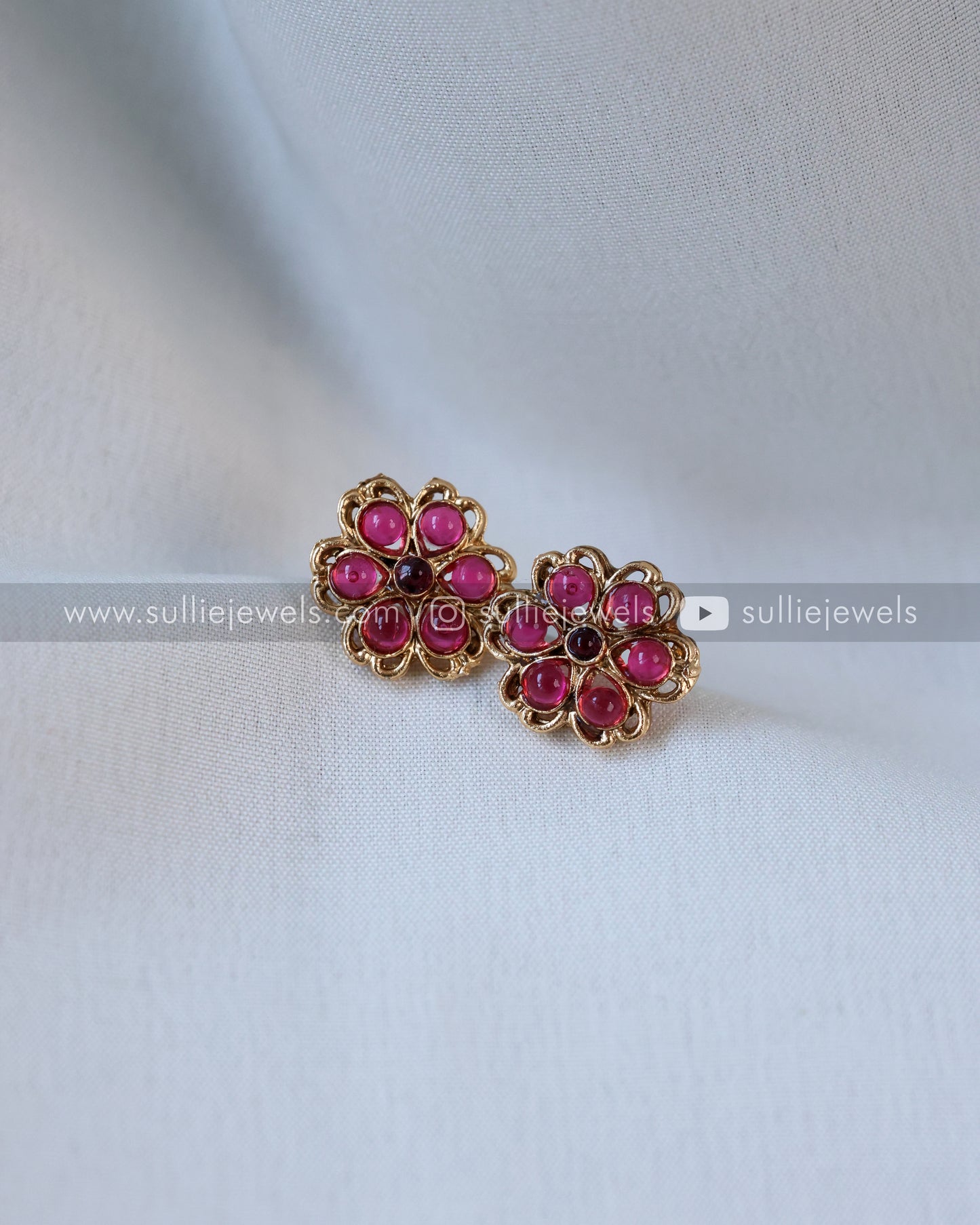 Ruby Stone Flower & Mango Layered Combo with Earrings