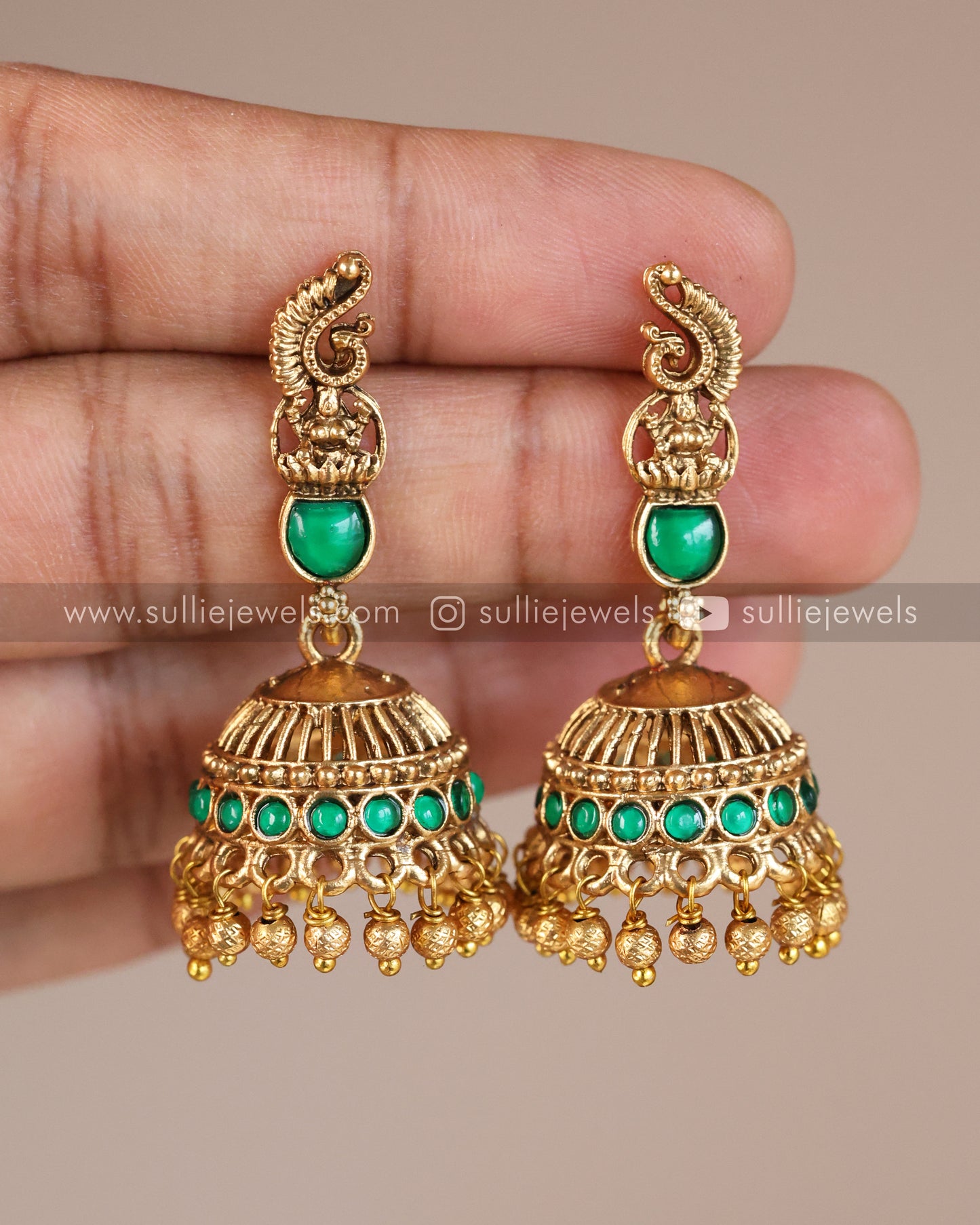 Green Gold Necklace with Jhumka