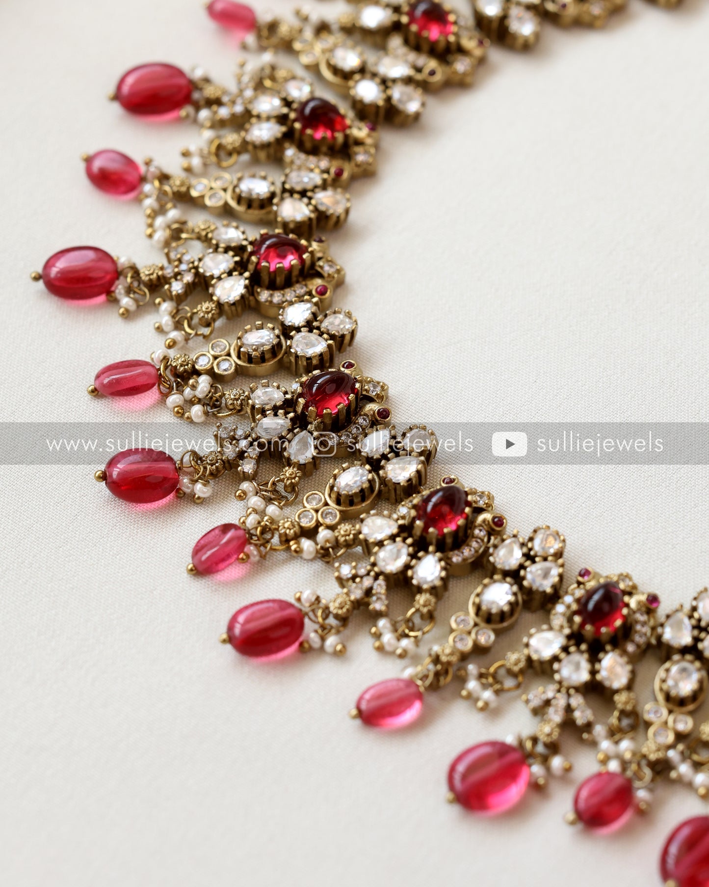 Victorian Premium Diamond Necklace with Jhumkas