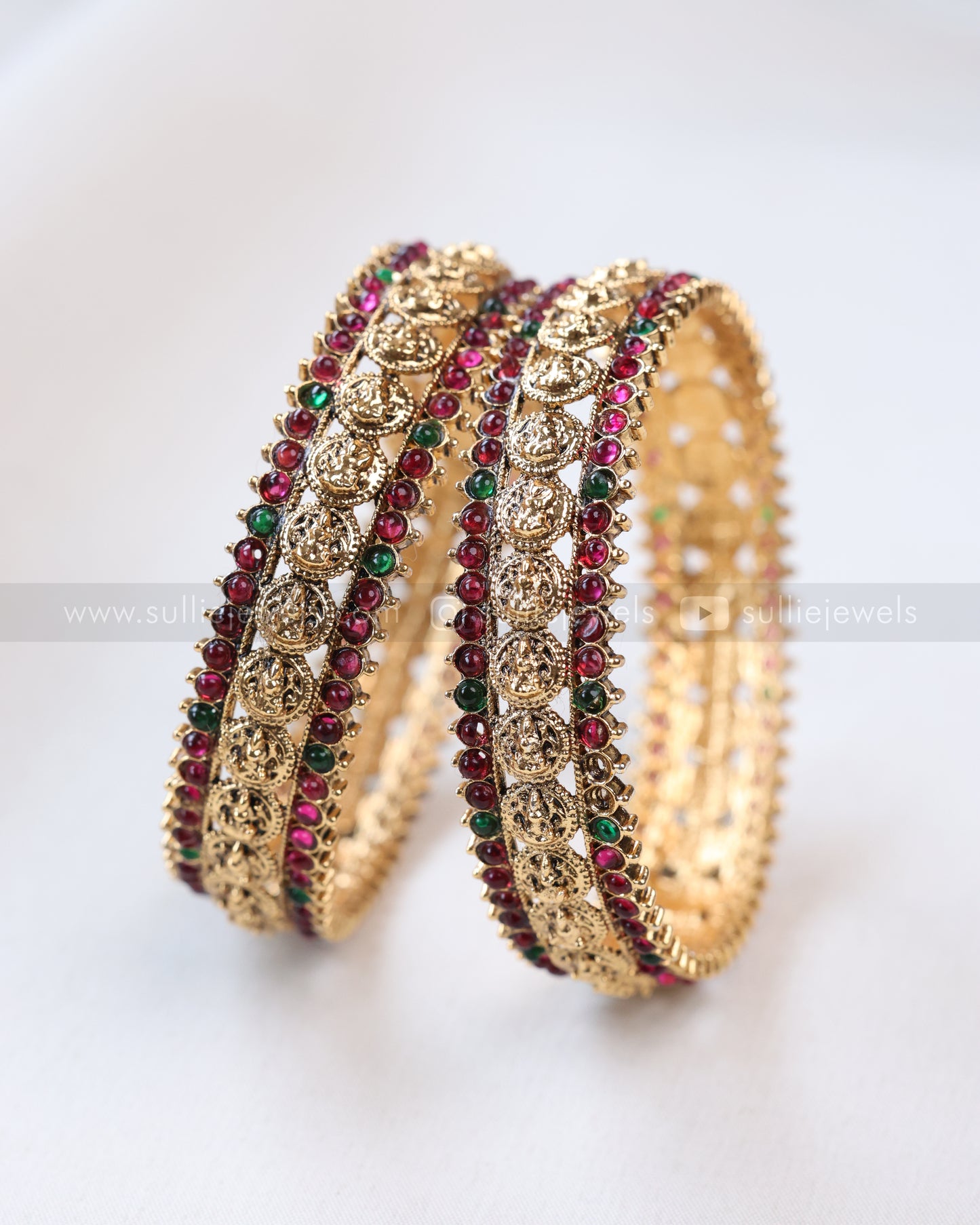 Lakshmi Multicolour Stone Coin Layered Bangle Stack - 10 pieces