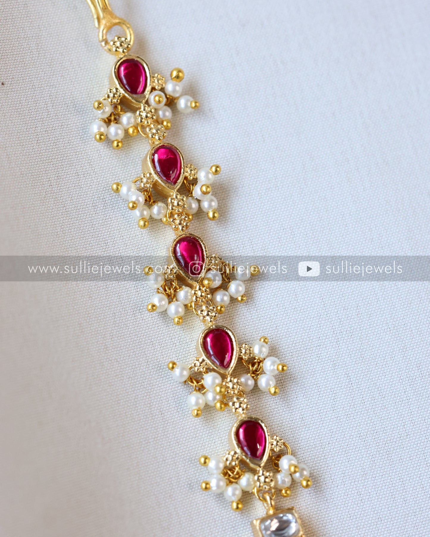 Premium Jadau Floral Tikka with Mint beads