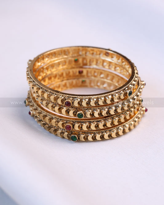 9045 - Sullie Basic - Multi Stone Crescent Moon Bangle - Set of 4