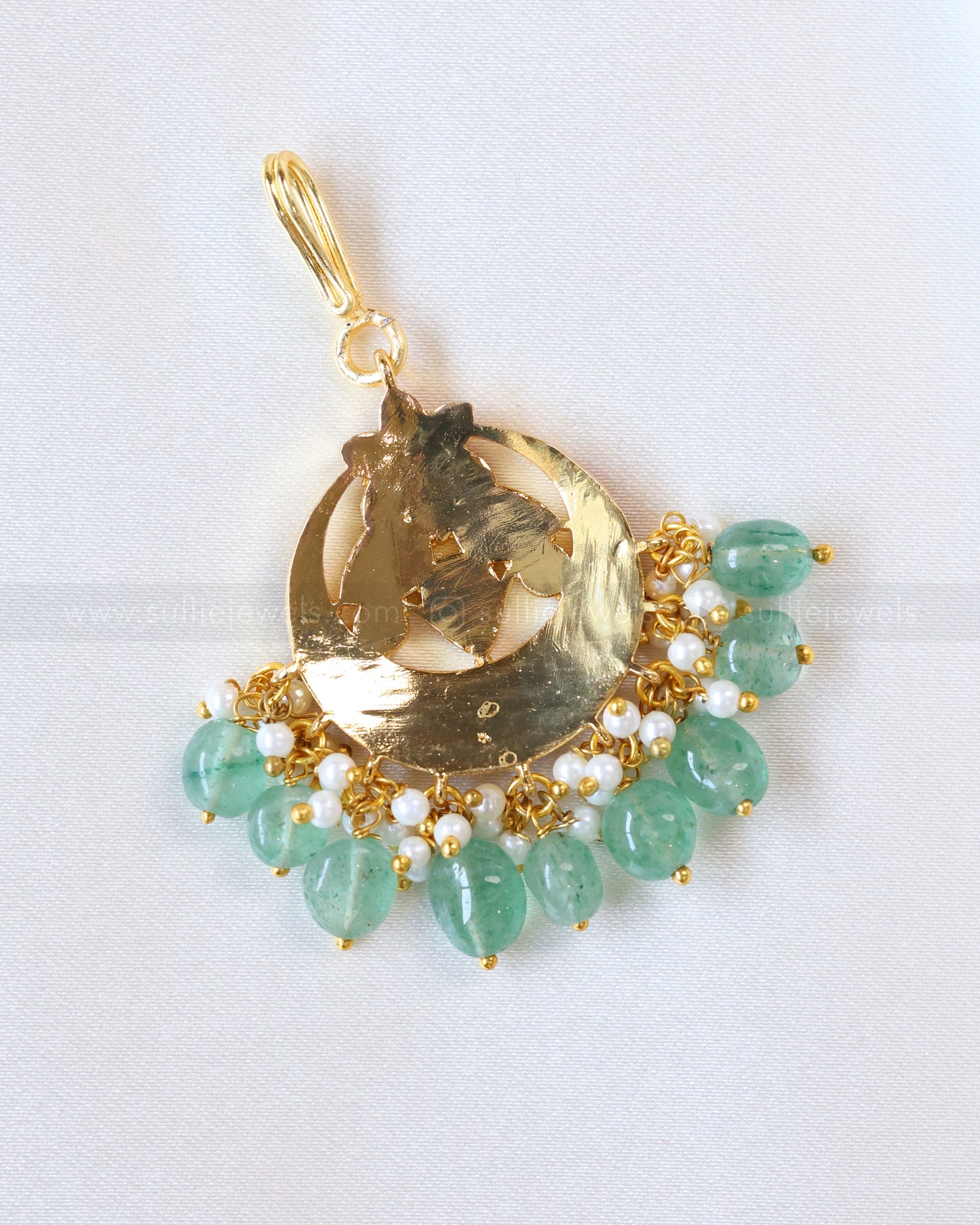 Premium Jadau Chandbali Tikka with Mint beads