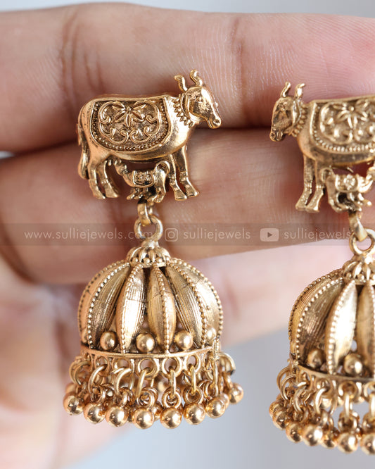 E1237 - Sullie Basic Antique Gold Nandi Jhumka