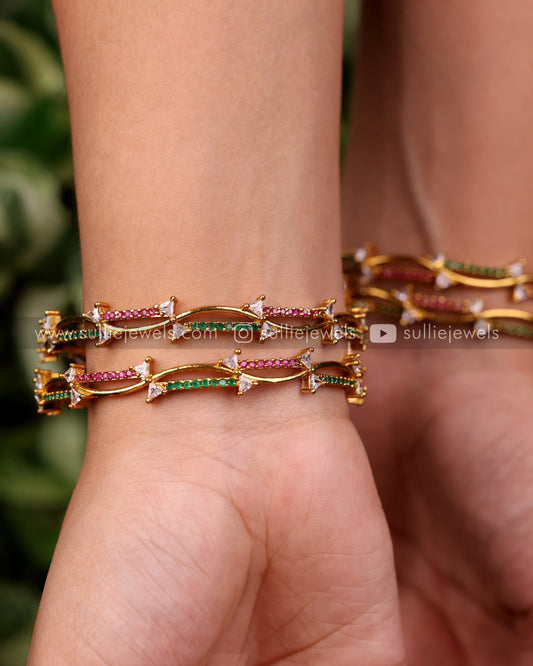 Ruby & Emerald Stone Bangle Set of 2