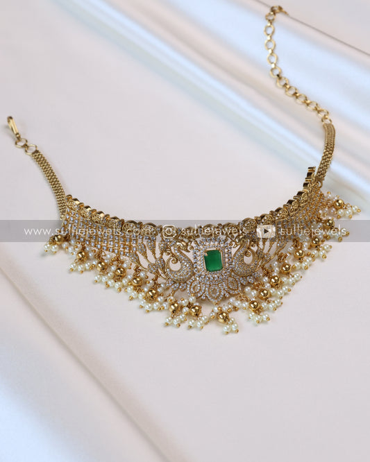 Emerald Peacock AD Choker with Jhumka
