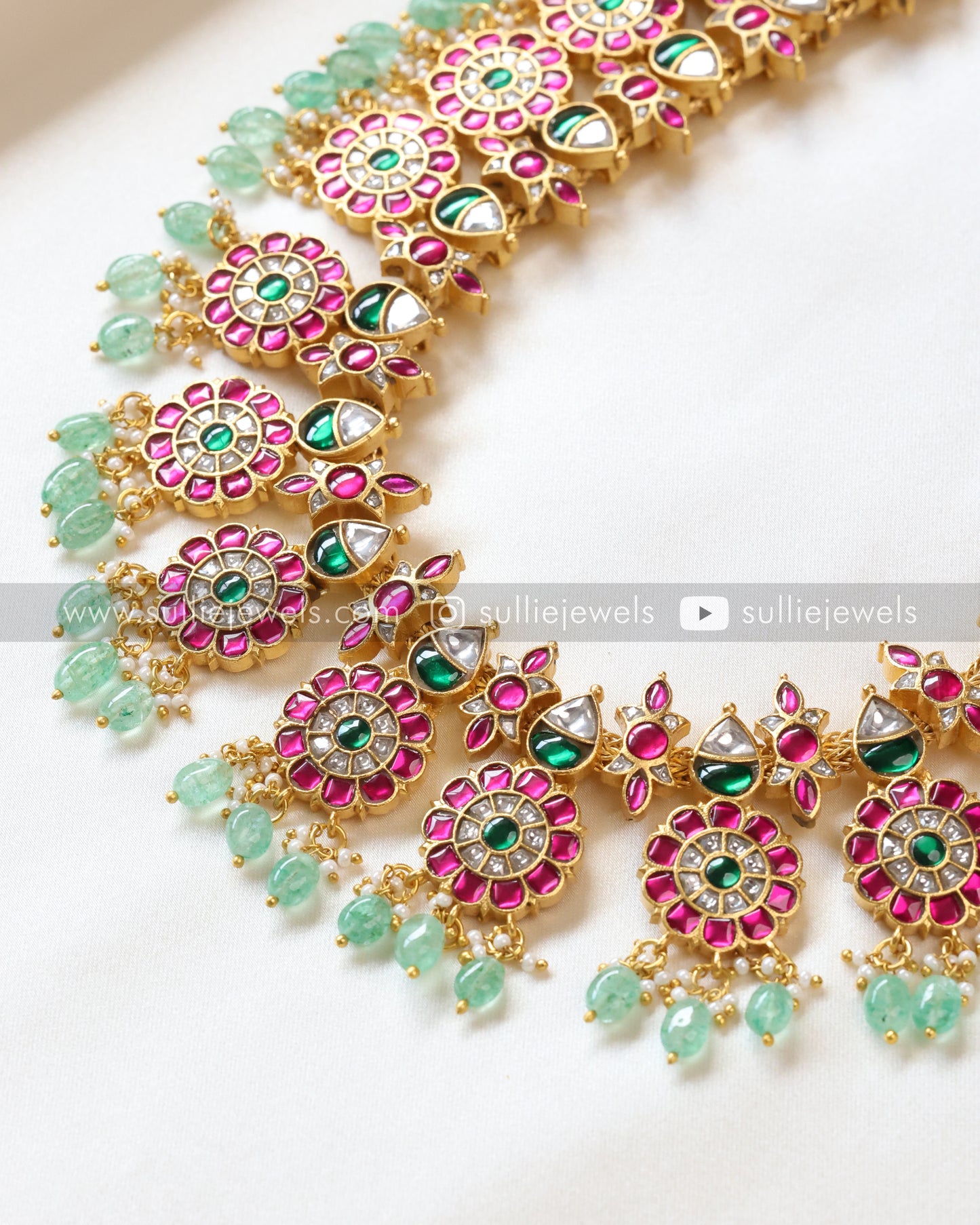 Floral Premium Jadau Kemp Long Chain/Haram
