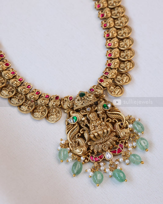 7142 - Premium Coin Goddess Longchain with Jhumka - Mint Beads