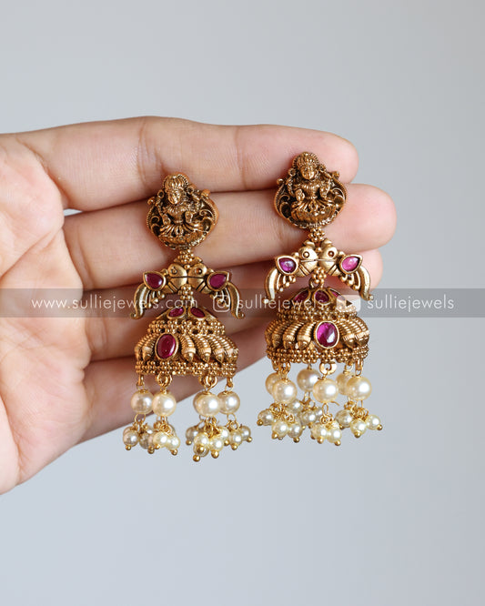 Antique Premium Ruby Lakshmi Bridal Choker with Jhumka