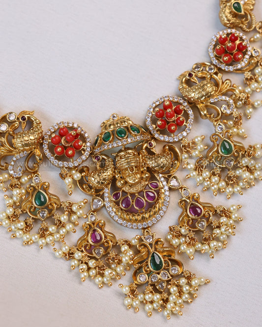 3644 - Multicolour Premium Venkateswara Guttapusalu Necklace Set