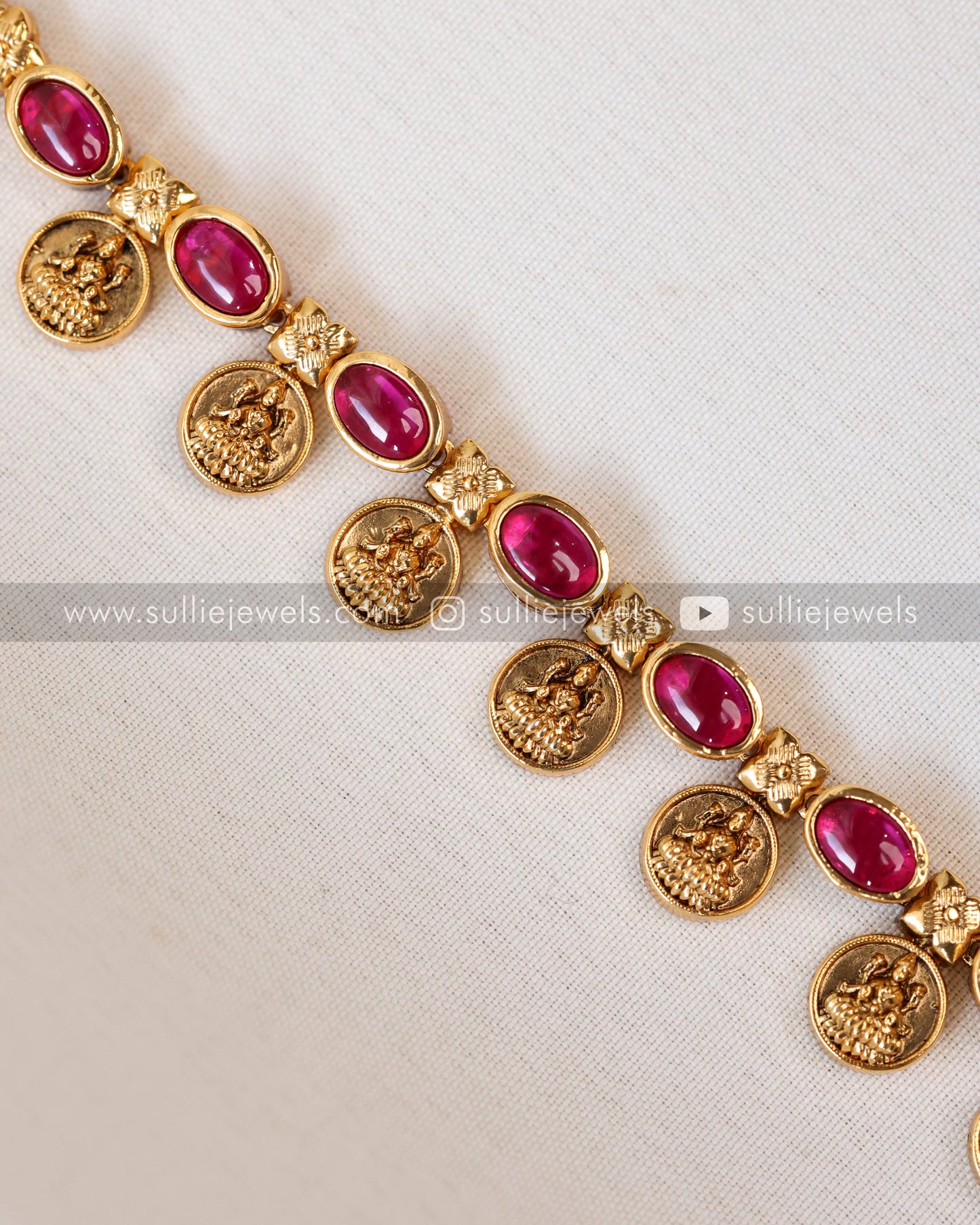 Minimal Ruby Coin Necklace with Stud