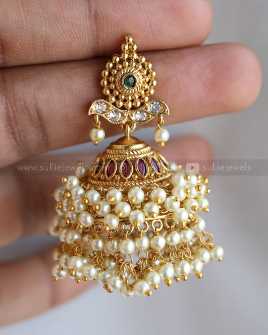 Gold & Pearl Premium Jhumka
