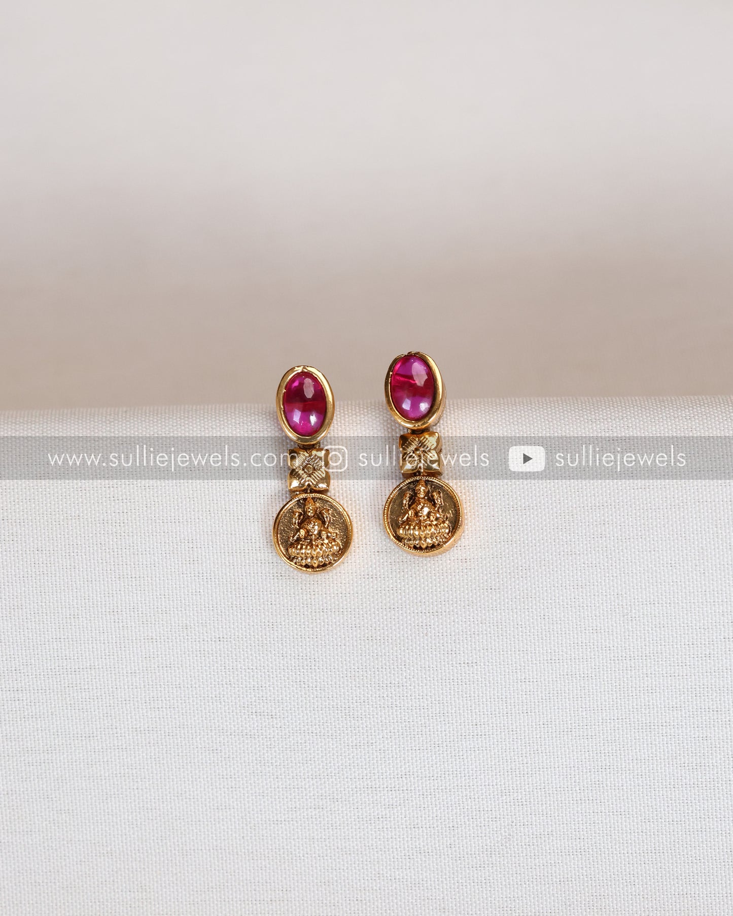 Minimal Ruby Coin Necklace with Stud