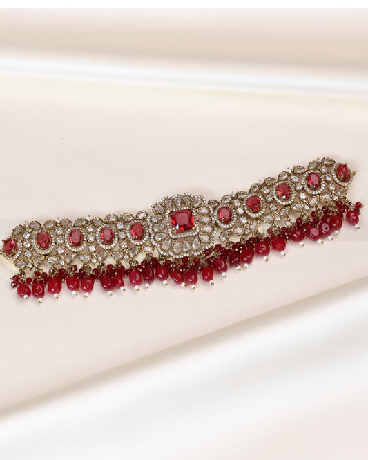 Premium Polki Ruby Choker with Earrings