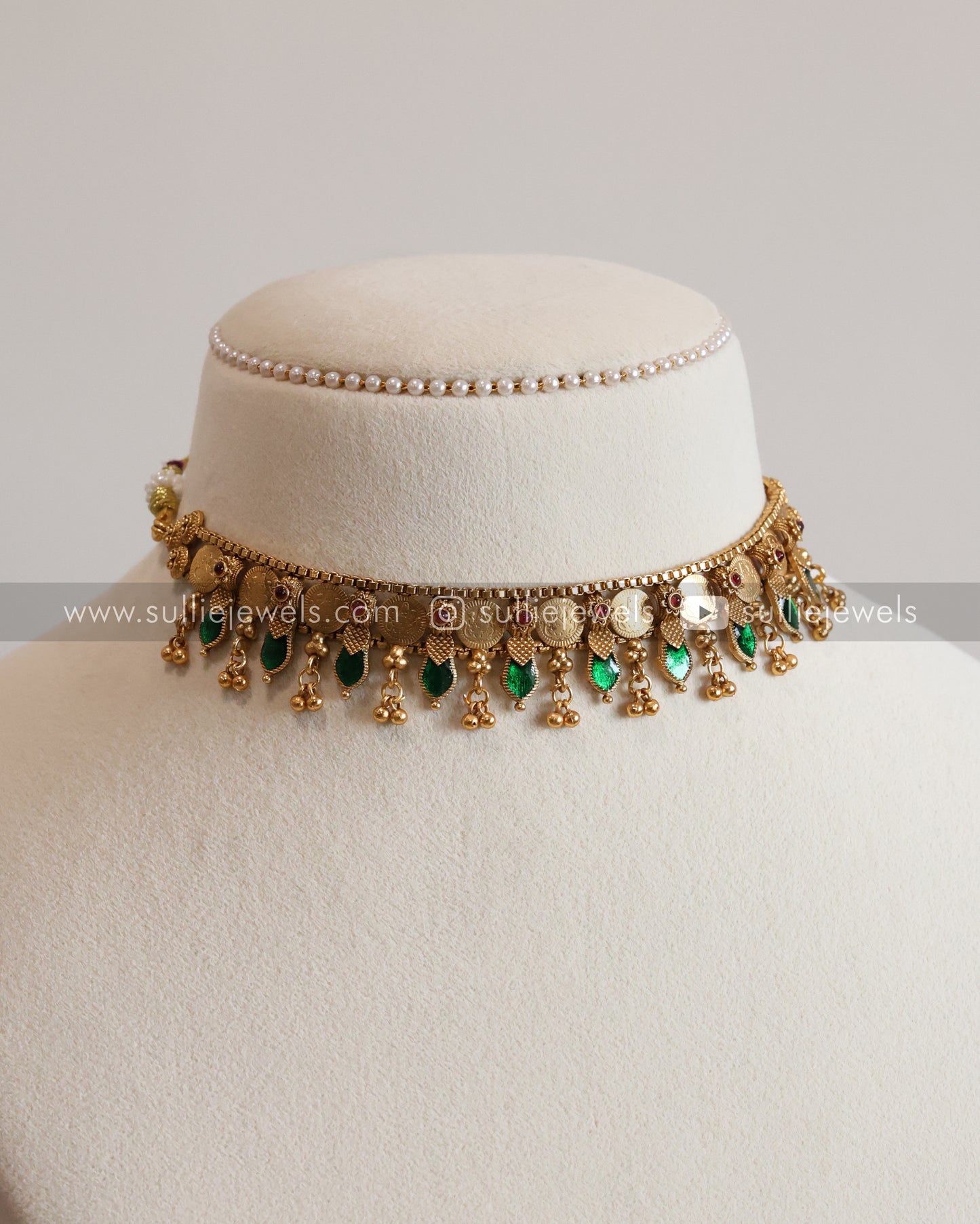 Sullie Basic - Traditional Palakka & Coin Choker with Earrings