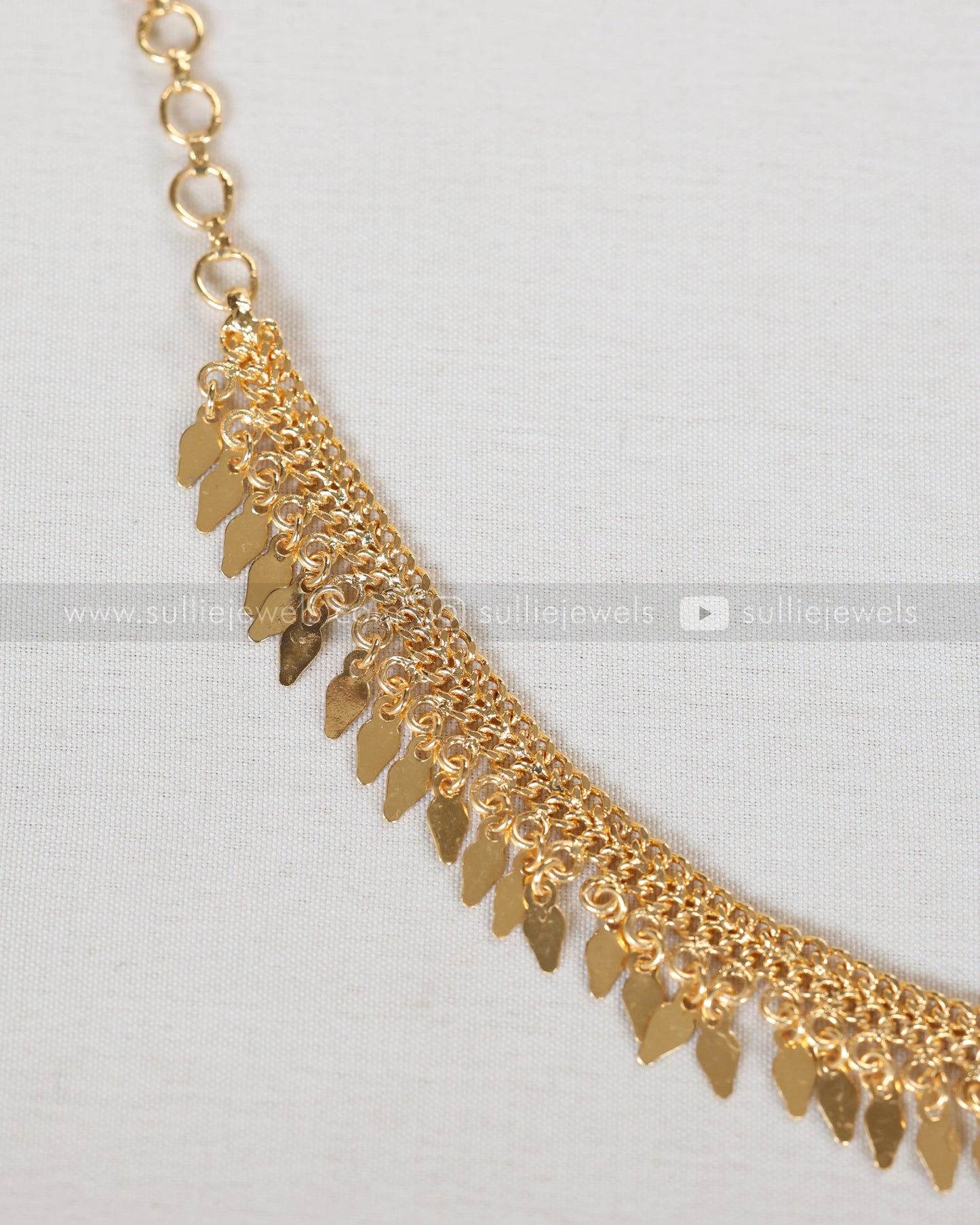 3917 - Gold Plated Double chain-Single layer Elakkathali Necklace