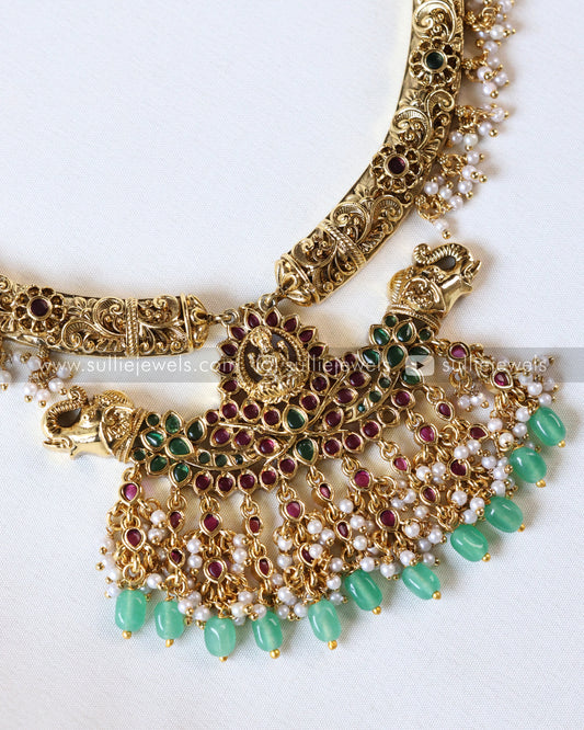 Kemp Goddess Hasli Necklace with Earring - Mint Beads