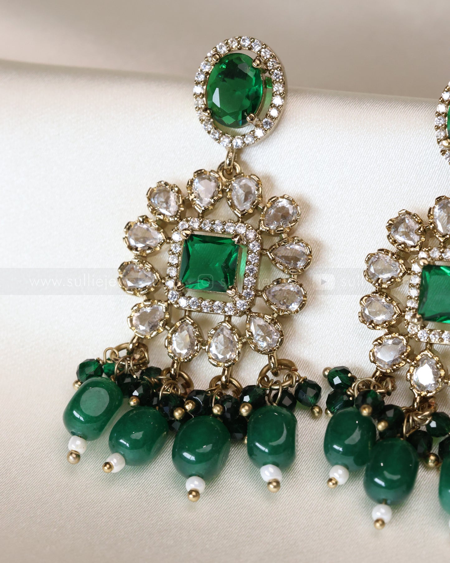 Premium Polki Emerald Heavy Choker with Earrings