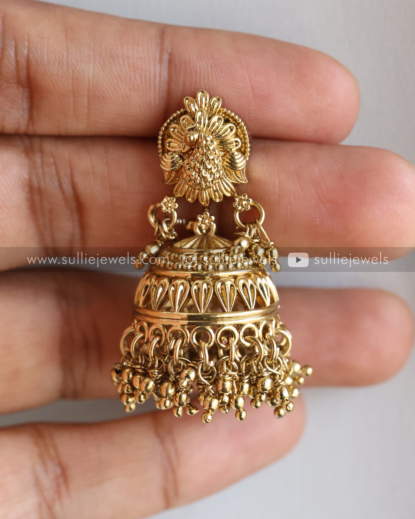 Pink Stone Coin Long Chain / Haram with Gold Jhumka