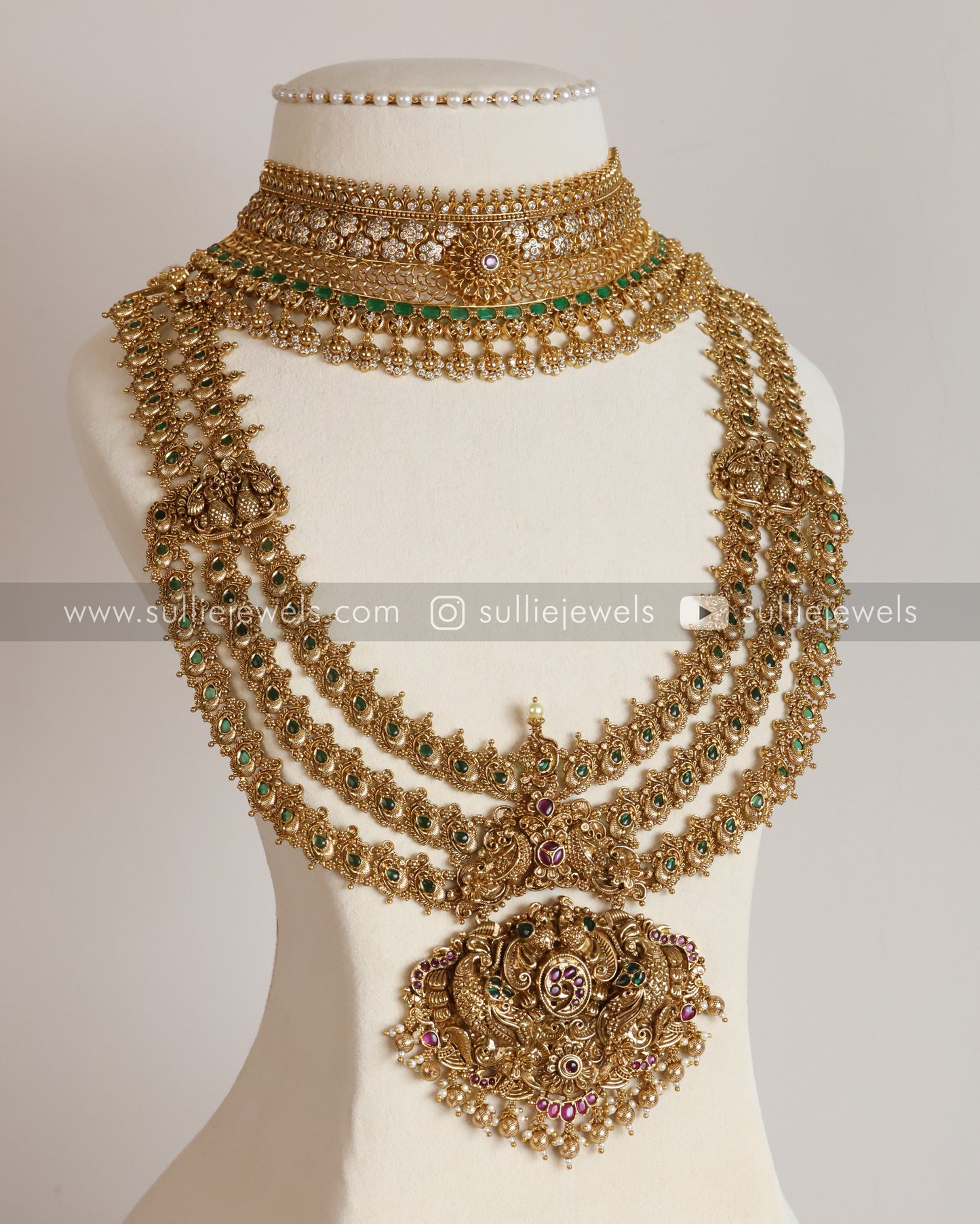 No Idol Premium Gold Heavy Bridal Combo ( 3 Piece )
