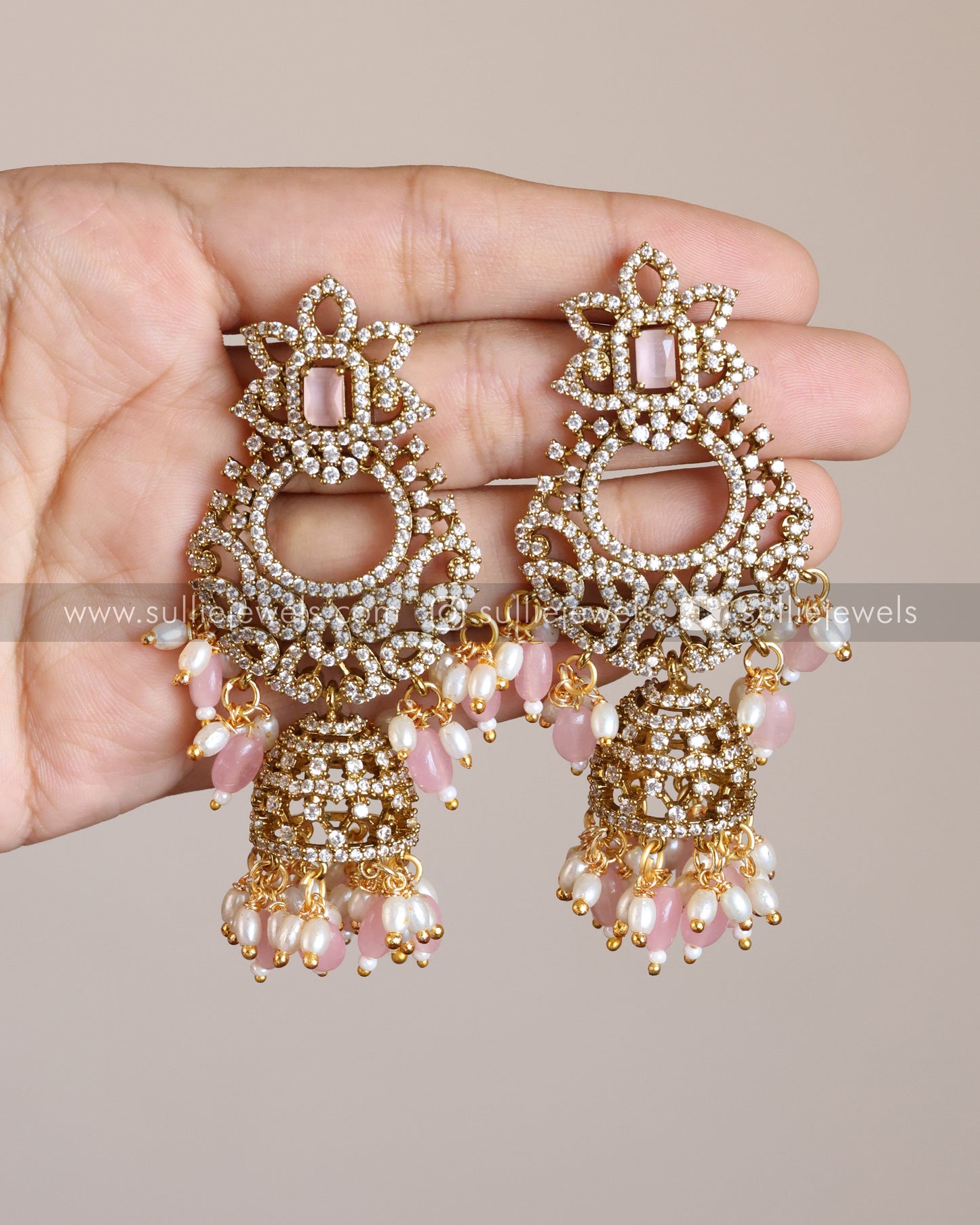 AD Pastel Pink Pendant with Earrings