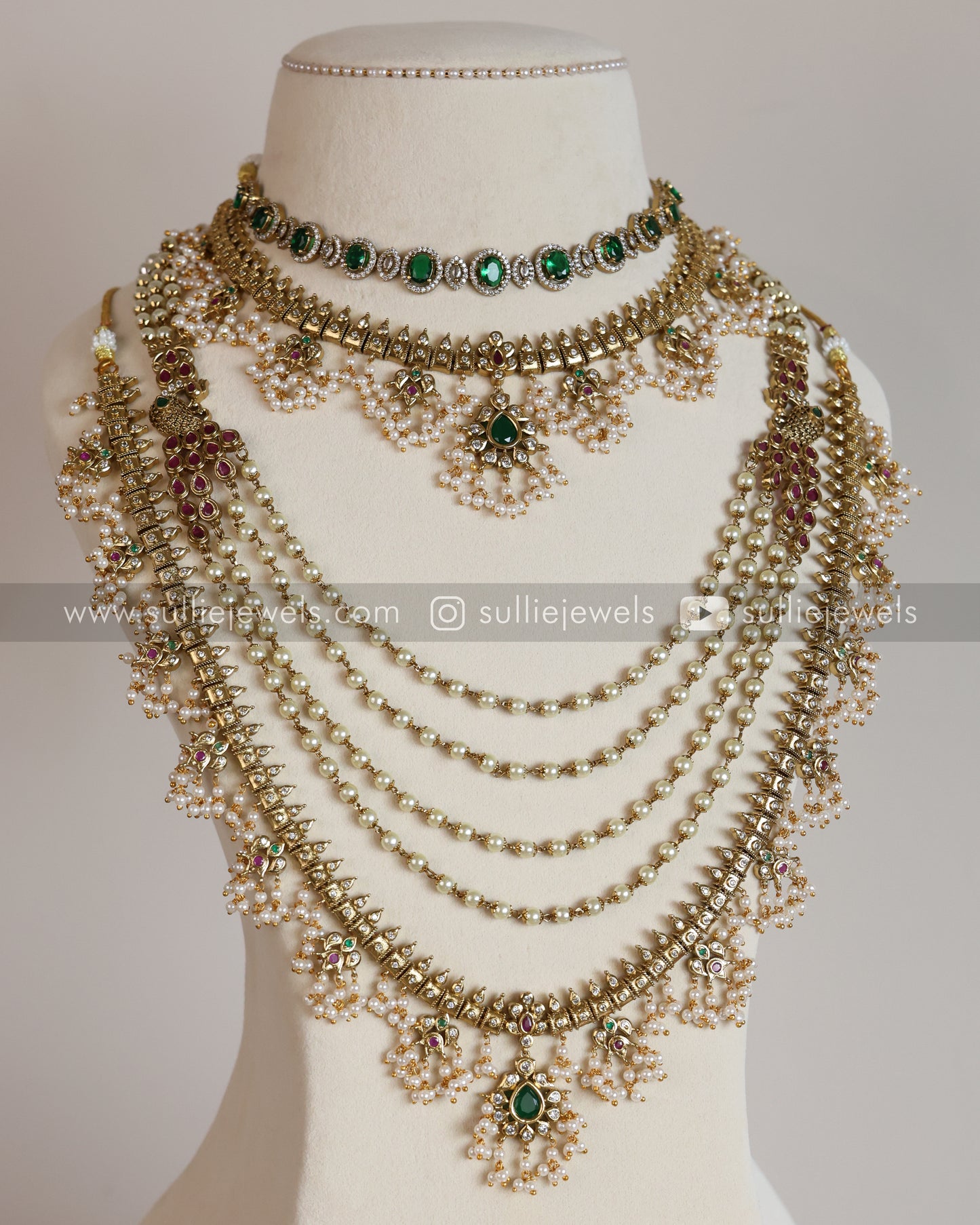 No Idol Layerd Guttapusalu & Stone Bridal Combo ( 6 piece )
