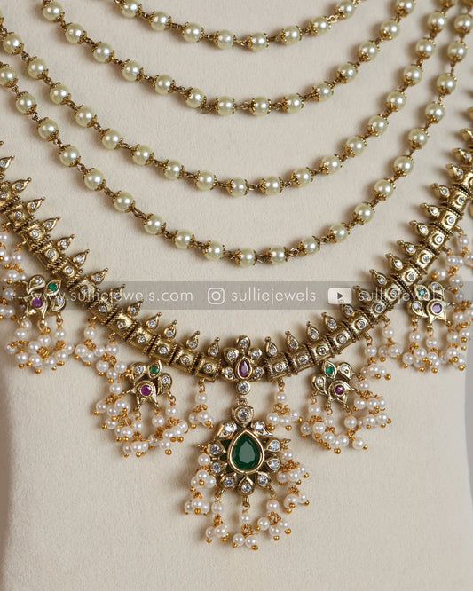 No Idol Layerd Guttapusalu & Stone Bridal Combo ( 6 piece )