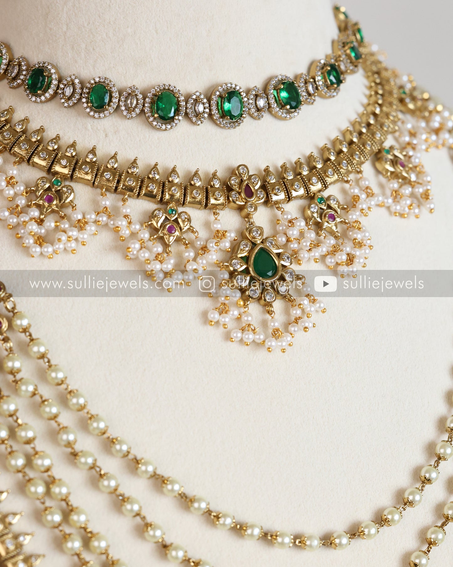 No Idol Layerd Guttapusalu & Stone Bridal Combo ( 6 piece )