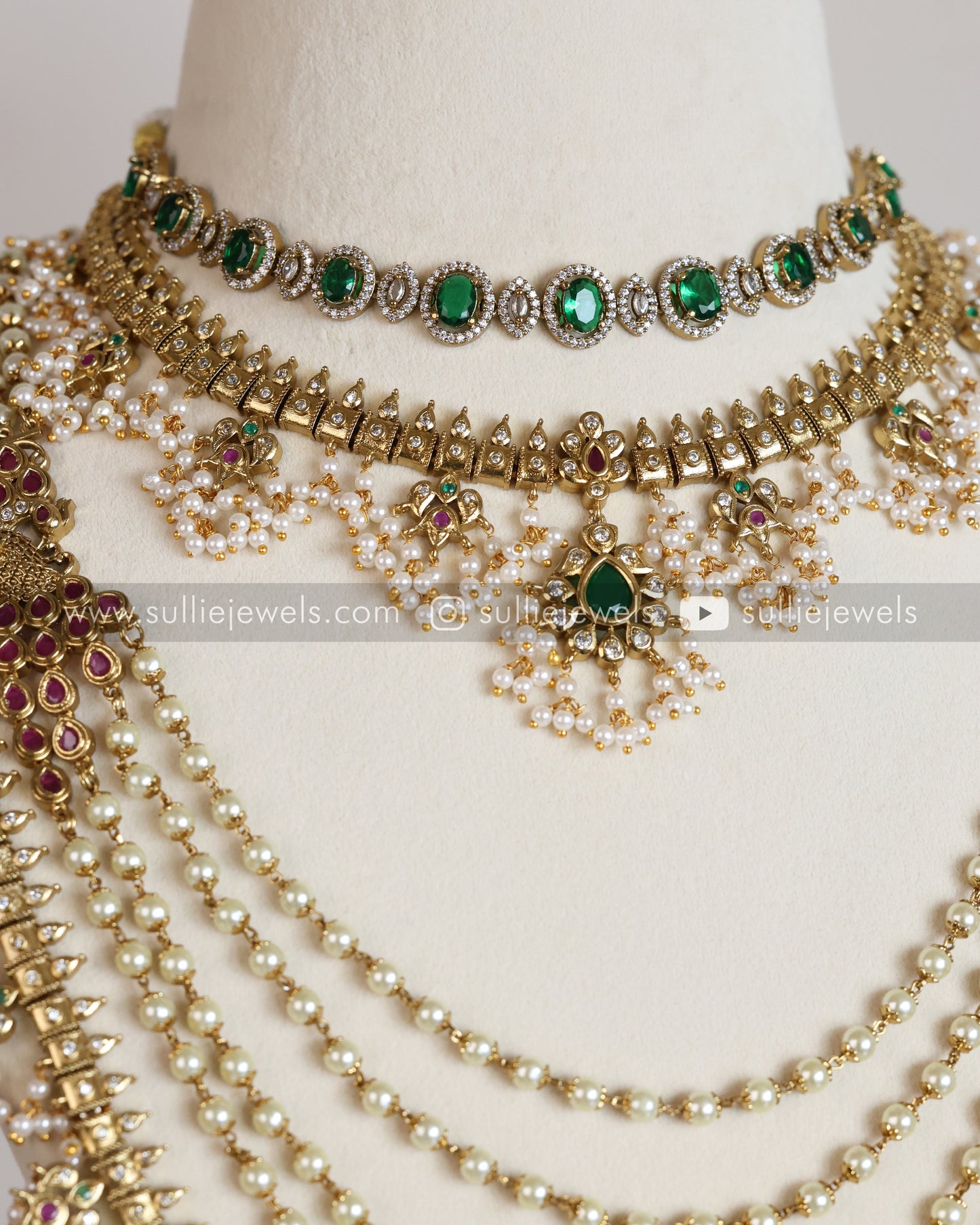 No Idol Layerd Guttapusalu & Stone Bridal Combo ( 6 piece )