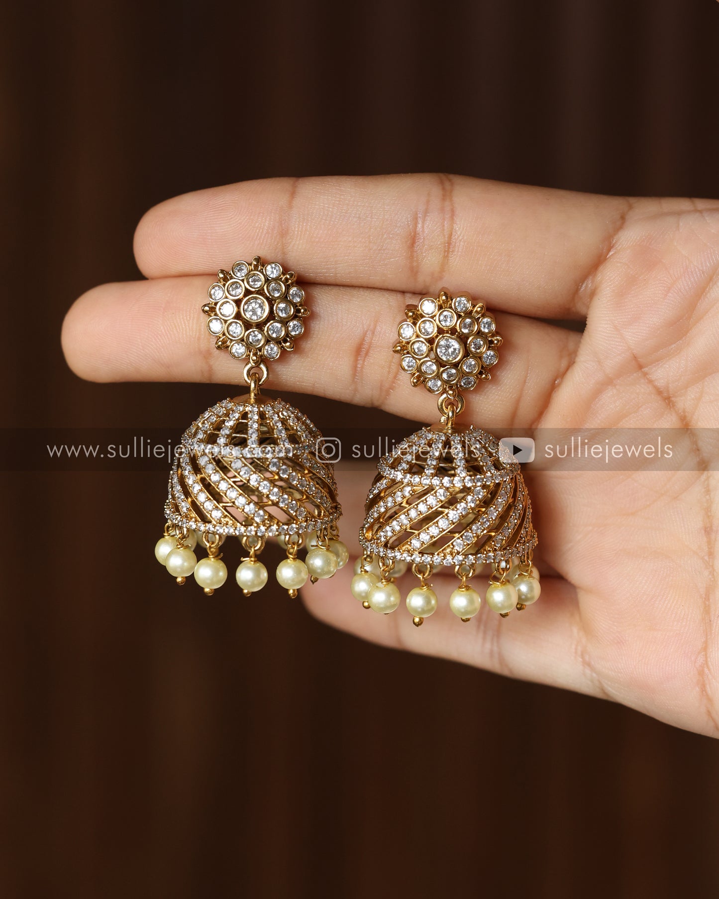 Premium AD White Jhumka