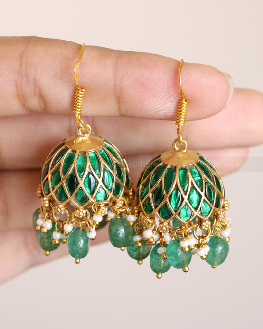 Green Minimal Premium Kemp Hanging Jhumka