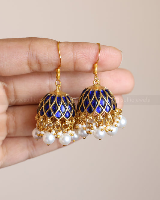 Blue Minimal Premium Kemp Hanging Jhumka