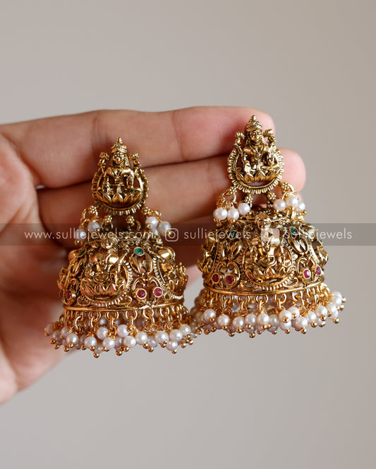 Lakshmi Premium Big Jhumka with Pearl drops