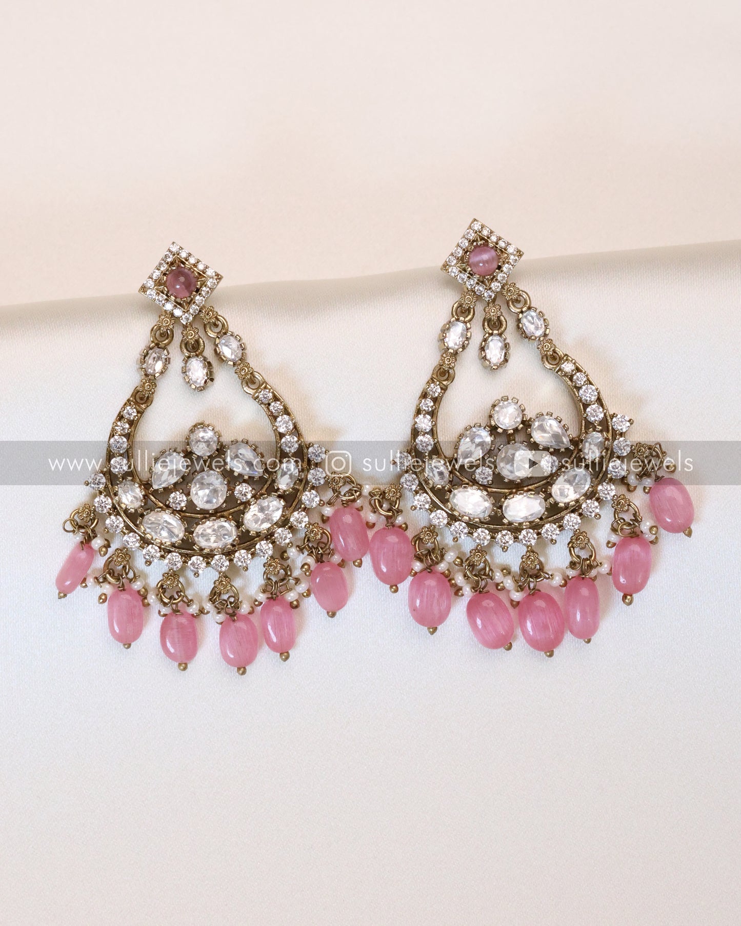 Pastel Pink Premium Polki Earring