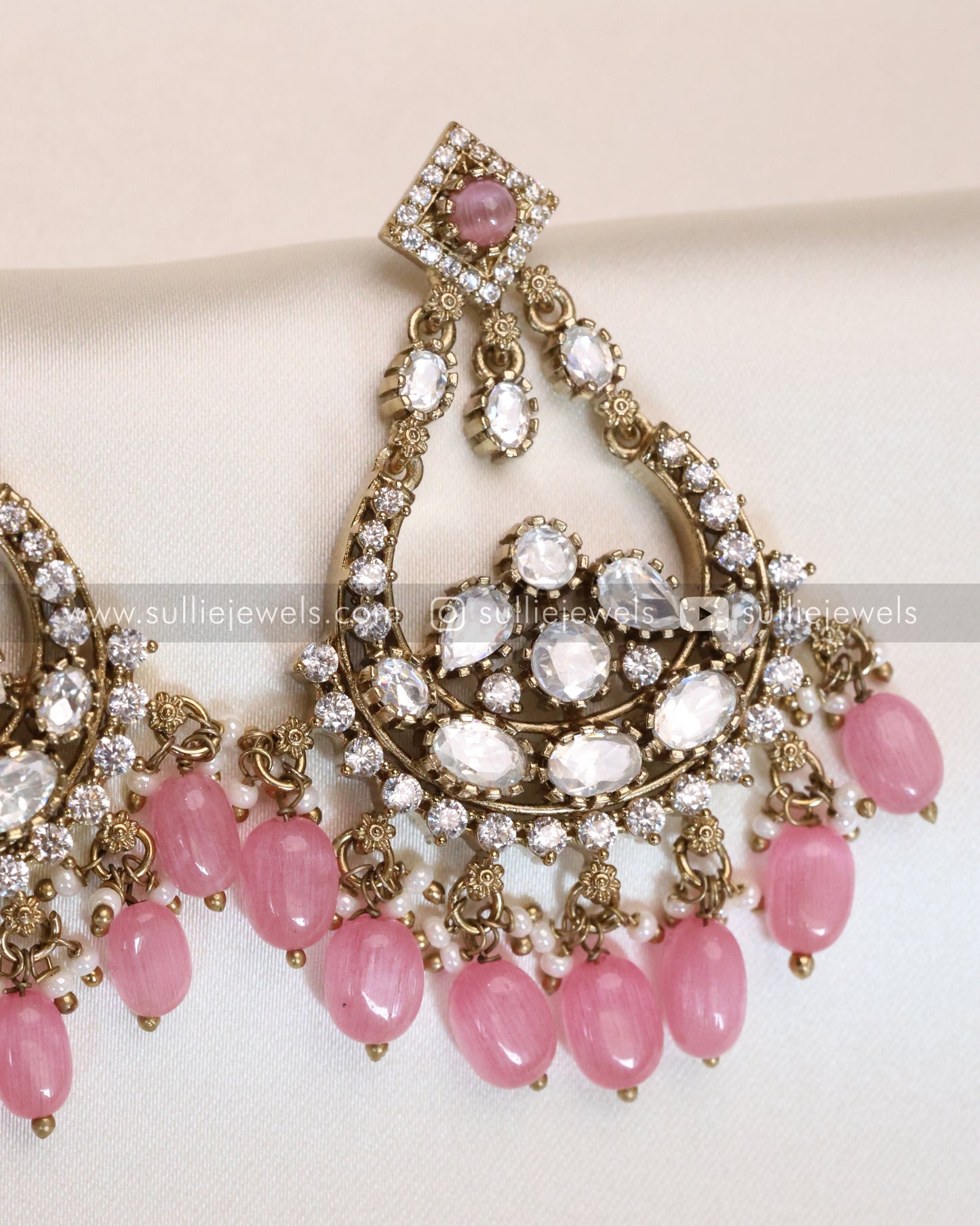 Pastel Pink Premium Polki Earring