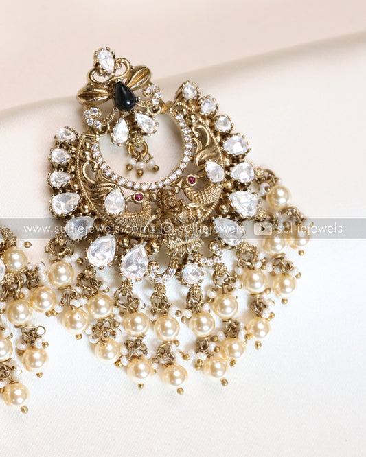 White Polki Lakshmi Peacock Premium Earring