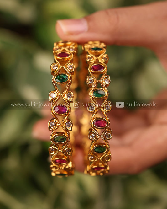 Stone Gold Bangle Set of 2