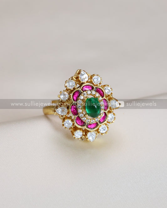 Kundan Polki Premium Adjustable Ring