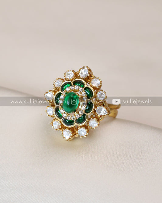 Kundan Polki Premium Adjustable Ring