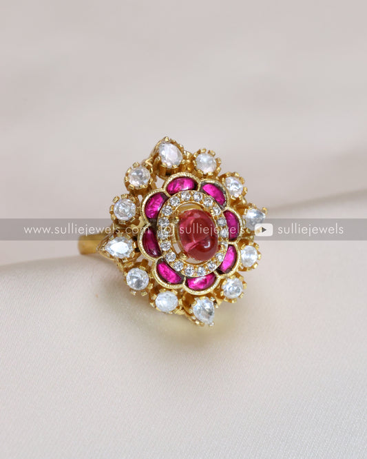 Kundan Polki Premium Adjustable Ring