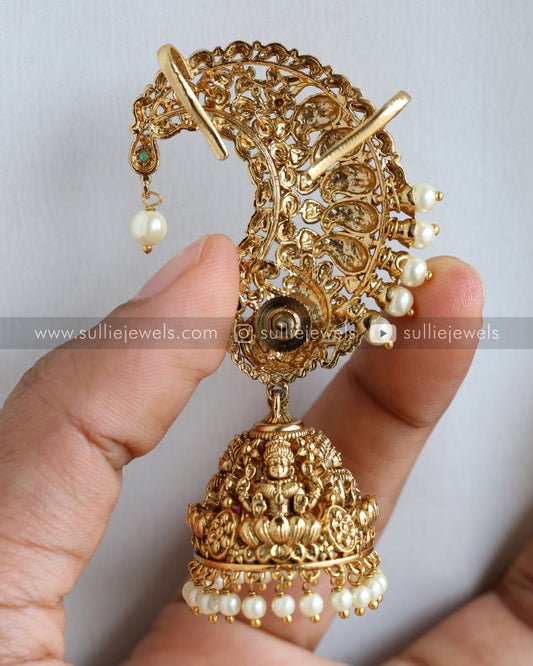 Gold Lakshmi Pearl Ear Cuff Jhumka