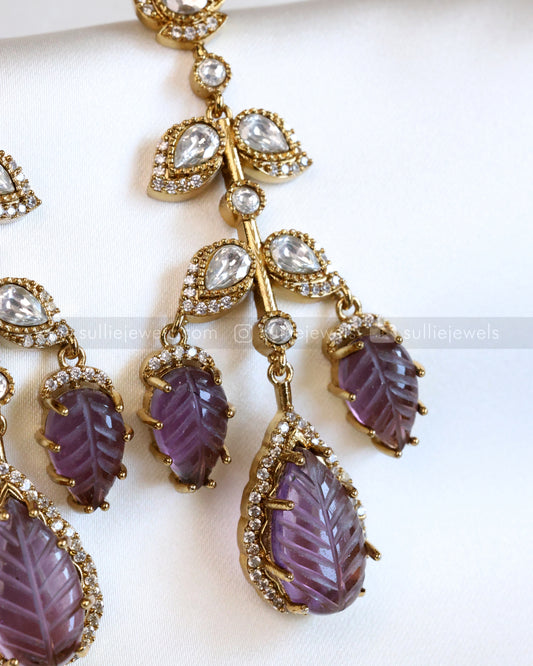 Violet Carved Marble Stone Earring